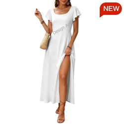 Women's Ruffle Sleeve Back Tie Dress
