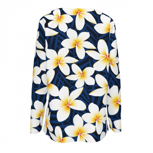 Women's V-Neck Drawstring Long Sleeve Shirt