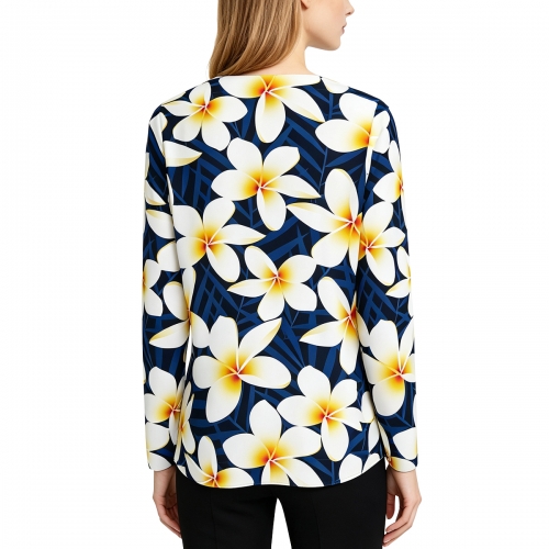 Women's V-Neck Drawstring Long Sleeve Shirt