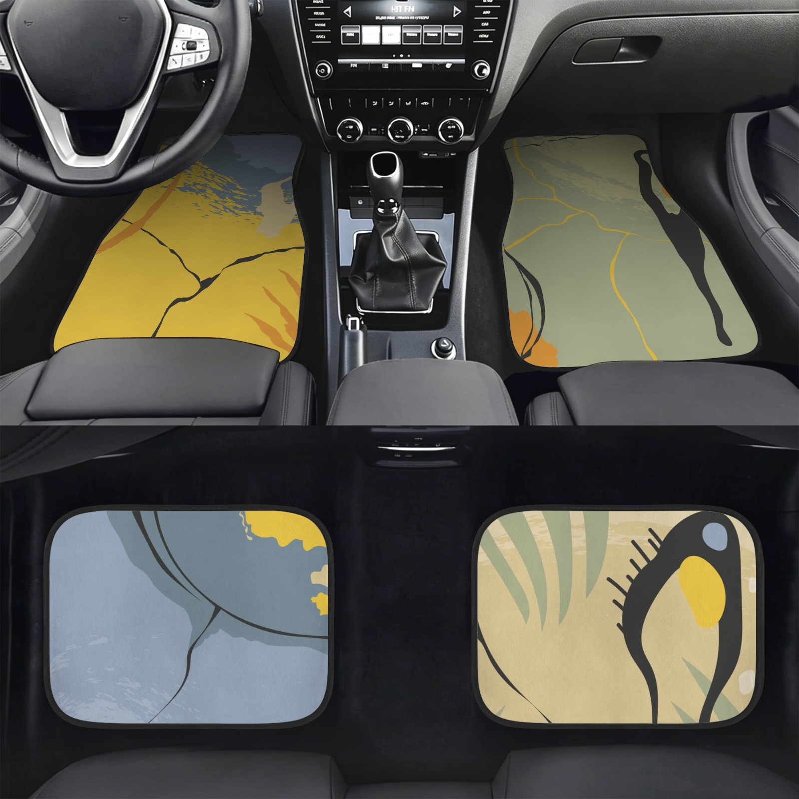4-Piece Car Floor Mats (Different Designs on Each Mat)