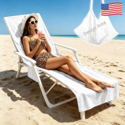 Beach Chair Towel Cover with Side Pockets