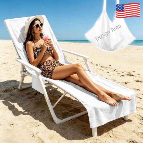 Beach Chair Towel Cover with Side Pockets