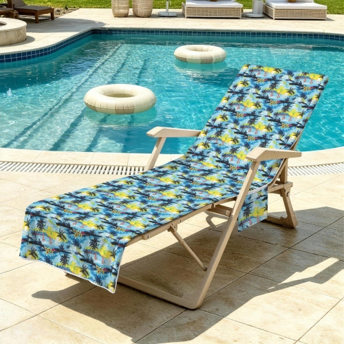 Beach Chair Towel Cover with Side Pockets