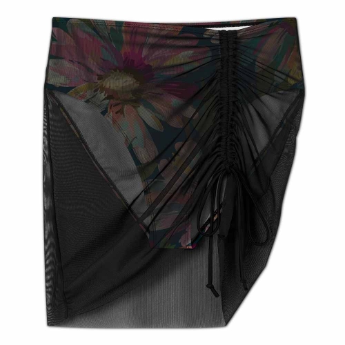 Women's Mesh Drawstring Skirt and Swimsuit Set