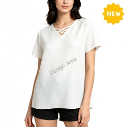 Women’s Crisscross V Neck Short Sleeve T-Shirt