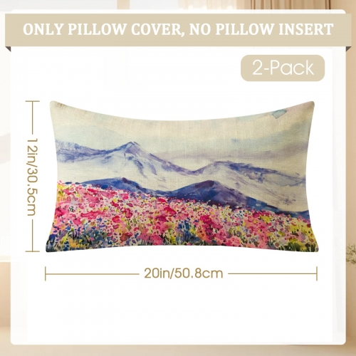Linen Pillow Case 20x12inch (One Side, 2-Pack)