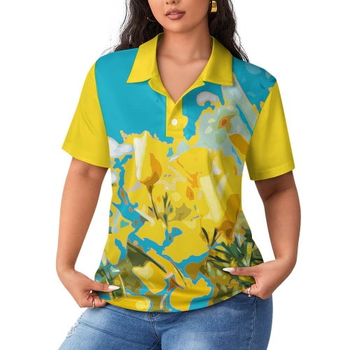 Women's Straight Fit Polo Shirt with Buttons