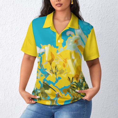 Women's Straight Fit Polo Shirt with Buttons