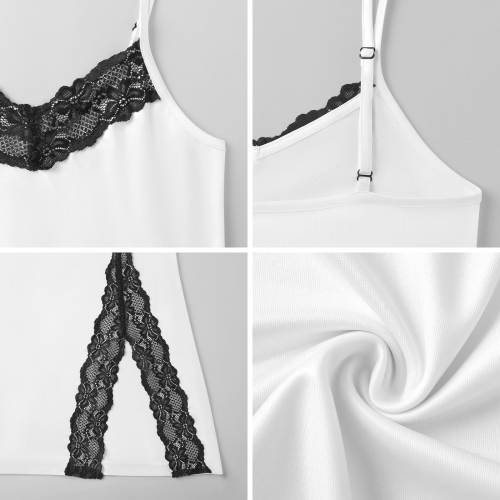 Women's Lace Slit Cami Pajama Dress