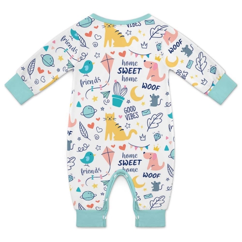 All Over Print Cotton Baby's Long Sleeve Romper