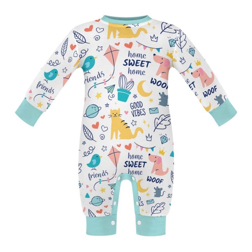 All Over Print Cotton Baby's Long Sleeve Romper