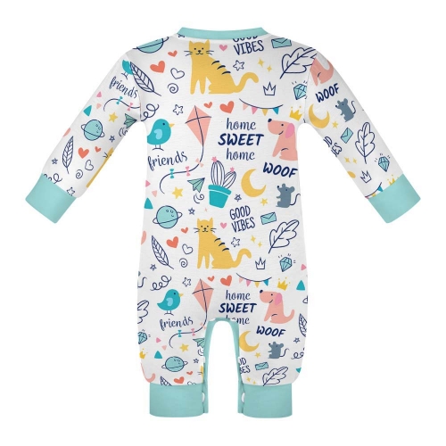 All Over Print Cotton Baby's Long Sleeve Romper