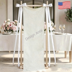 Cotton Linen Tapestry with Satin Ribbons 20x63inch