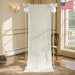 Cotton Linen Tapestry with Satin Ribbons 24x75inch