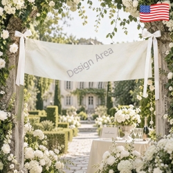 Cotton Linen Tapestry with Satin Ribbons 63x20inch