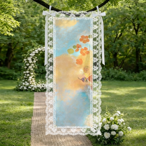 Peach Skin Tapestry with Lace Trim 12"x 40"
