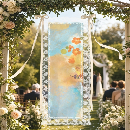 Peach Skin Tapestry with Lace Trim 12"x 40"