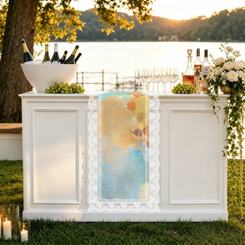 Peach Skin Tapestry with Lace Trim 12"x 40"