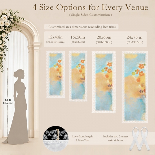 Peach Skin Tapestry with Lace Trim 12"x 40"