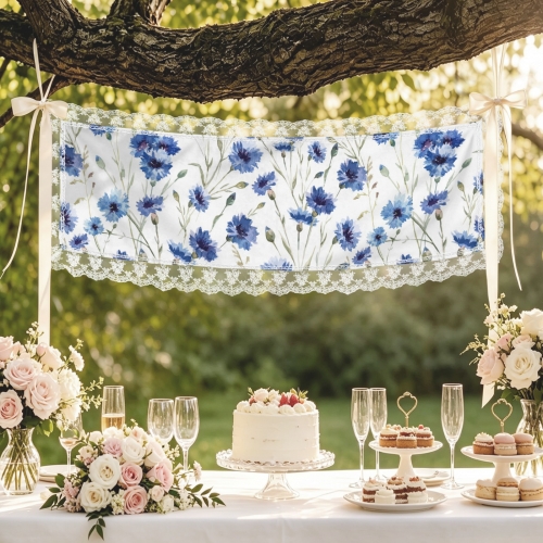 Peach Skin Tapestry with Lace Trim 50"x 15"