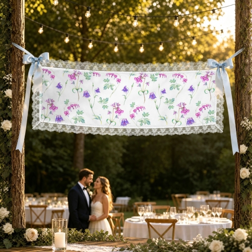 Peach Skin Tapestry with Lace Trim 63"x 20"