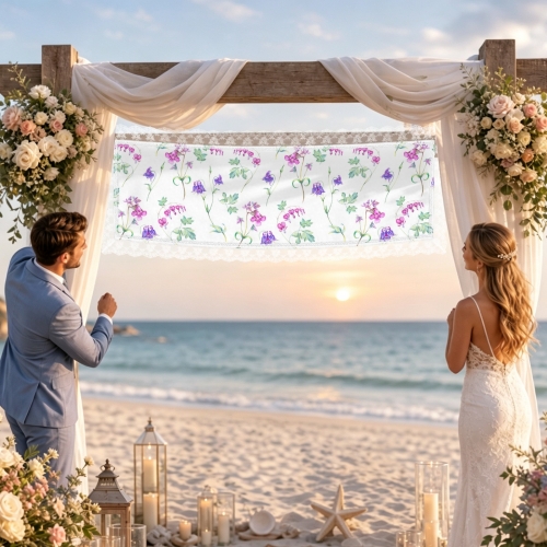 Peach Skin Tapestry with Lace Trim 63"x 20"