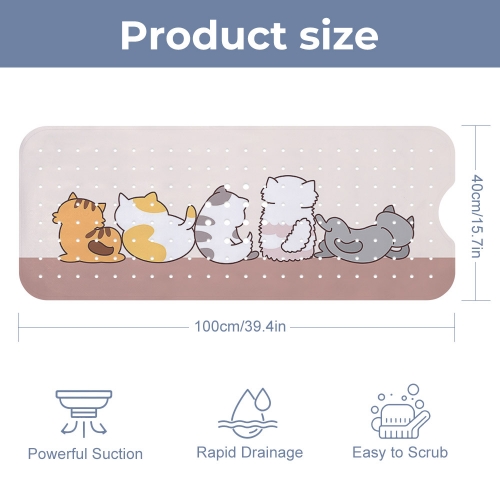 Bathroom Suction Cup Anti-slip Mat 100 x 40cm