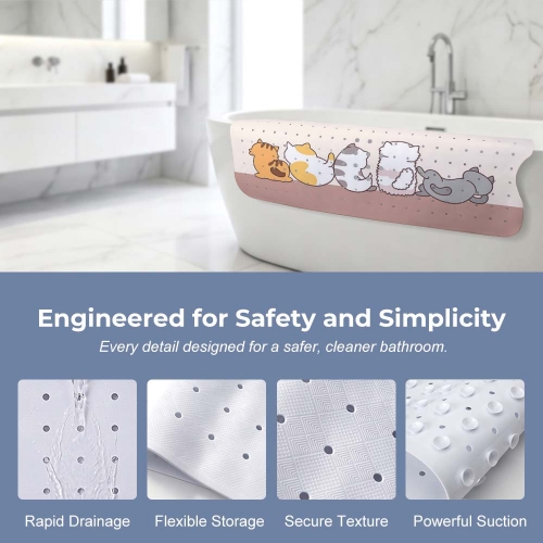 Bathroom Suction Cup Anti-slip Mat 100 x 40cm