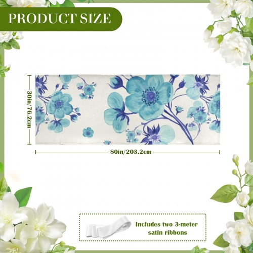 Cotton Linen Tapestry with Satin Ribbons 80x30inch