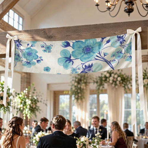 Cotton Linen Tapestry with Satin Ribbons 80x30inch