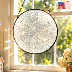 Round Textured Stained Glass Suncatcher 7.8inch