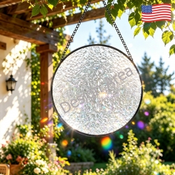 Round Textured Stained Glass Suncatcher 9.8inch