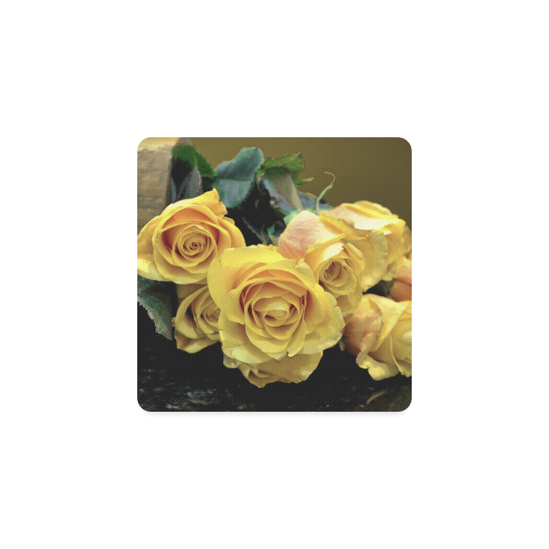 A Bunch Of Beautiful Yellow Roses Square Coaster