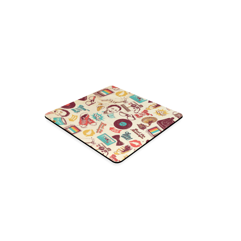Vintage Pattern With Gramophone Square Coaster