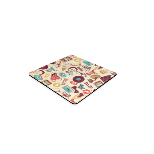 Vintage Pattern With Gramophone Square Coaster