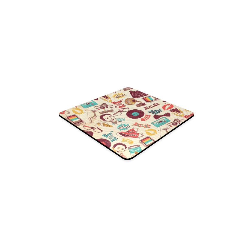 Vintage Pattern With Gramophone Square Coaster