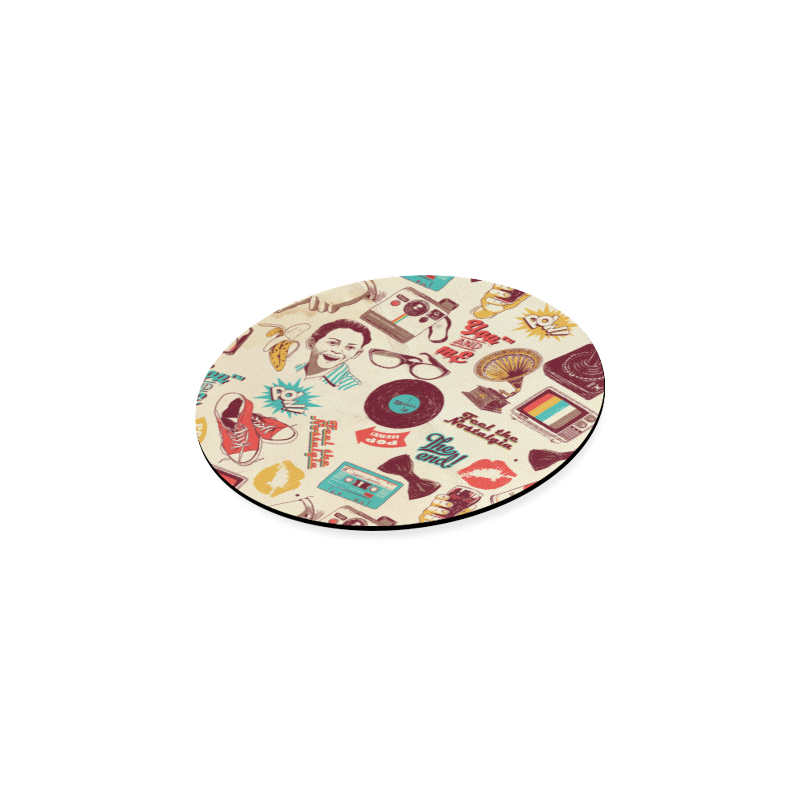 Vintage Pattern With Gramophone Round Coaster