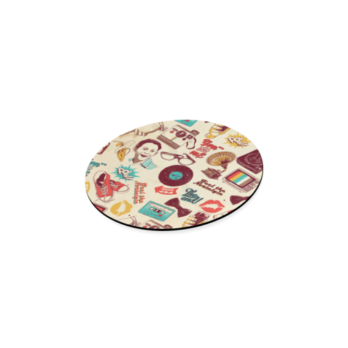 Vintage Pattern With Gramophone Round Coaster