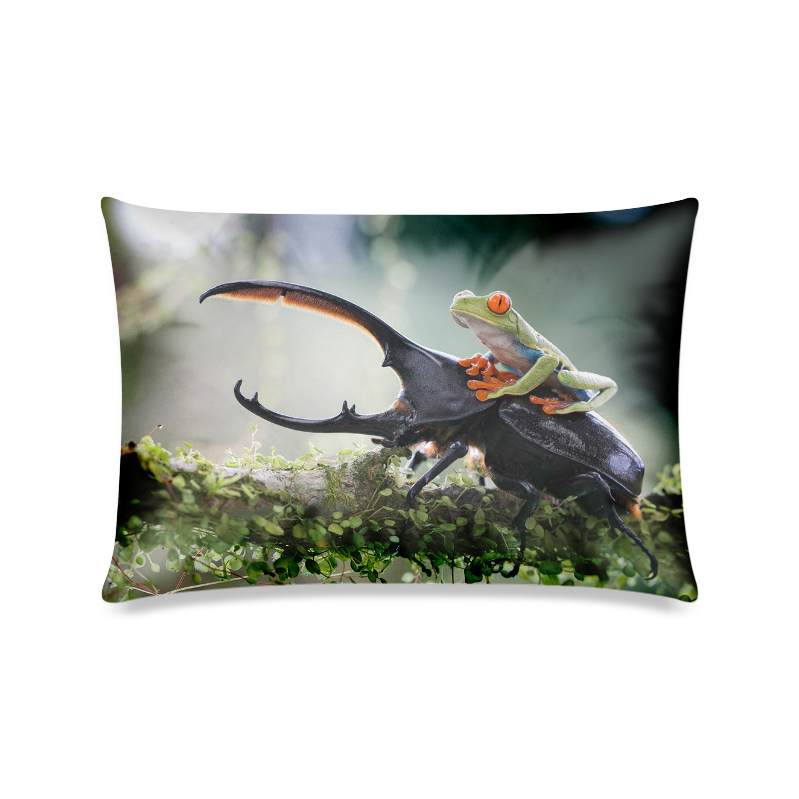 Frog And Beetle Custom Zippered Pillow Case 16"x24"(Twin Sides)