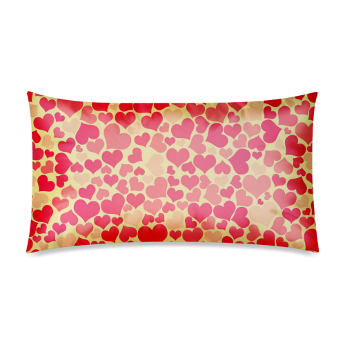 Red Heart Pattern Rectangle Pillow Case 20"x36"(Twin Sides)
