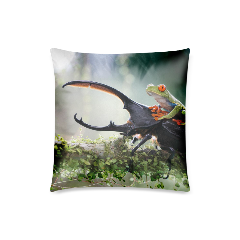 Frog And Beetle Custom Zippered Pillow Case 18"x18"(Twin Sides)