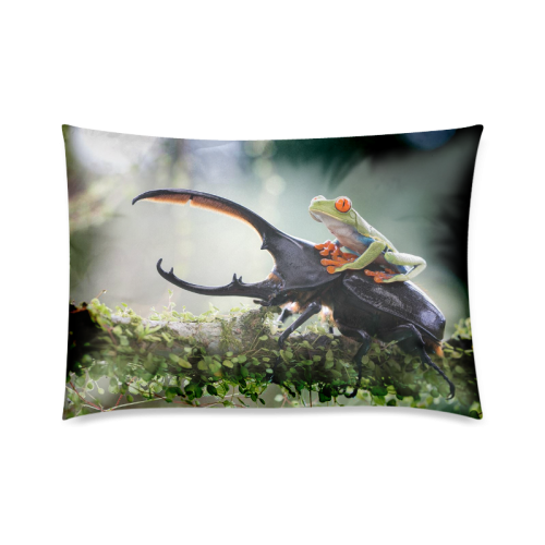 Frog And Beetle Custom Zippered Pillow Case 20"x30"(Twin Sides)