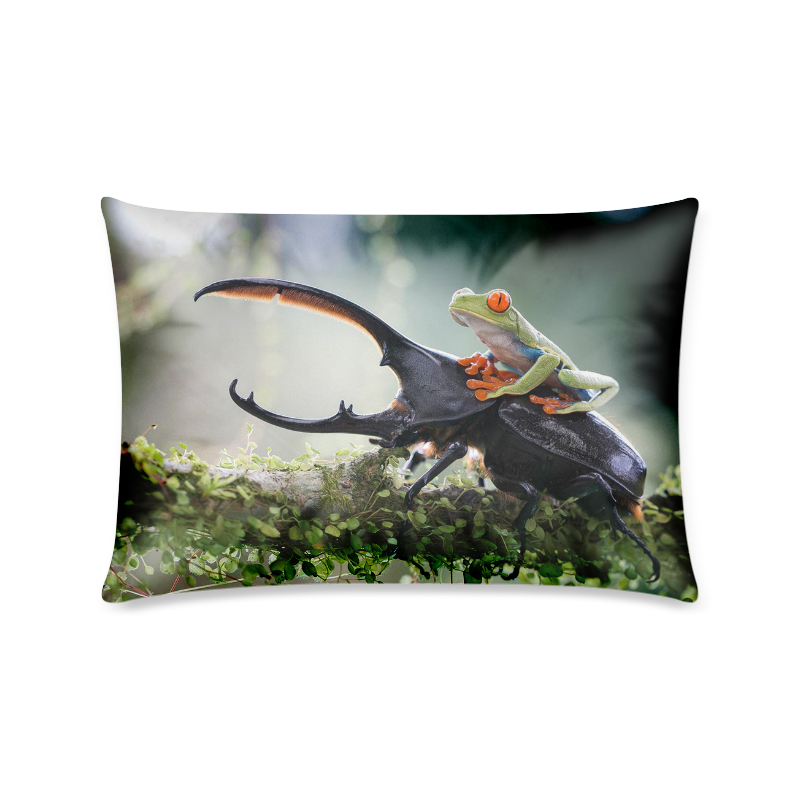 Frog And Beetle Custom Zippered Pillow Case 16"x24"(Twin Sides)