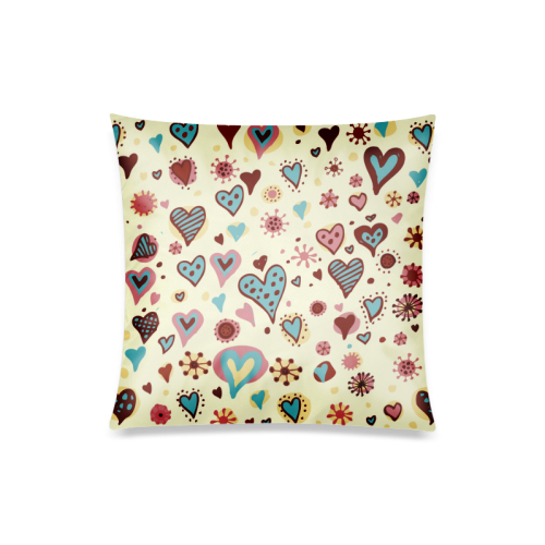Lovely Heart Pattern Custom Zippered Pillow Case 20"x20"(Twin Sides)