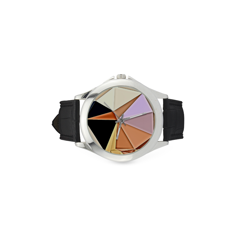 Low Poly Origamy Watch Women's Classic Leather Strap Watch(Model 203)