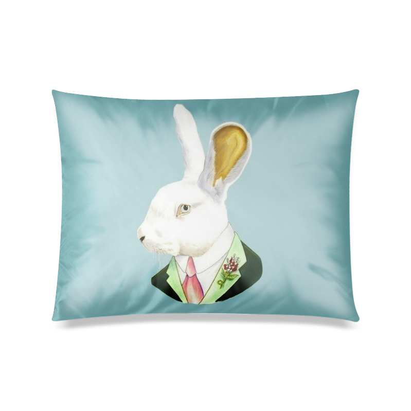 Funny And Cute Rabbit Dressed Up Custom Zippered Pillow Case 20"x26"(Twin Sides)