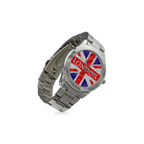 Union Jack Flag Unisex Stainless Steel Watch(Model 103)