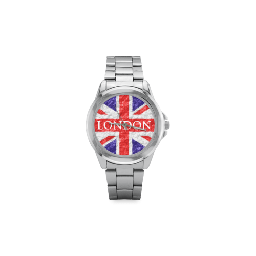 Union Jack Flag Unisex Stainless Steel Watch(Model 103)
