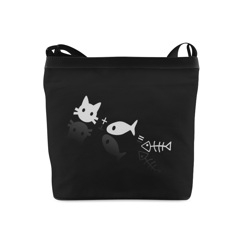 Funny Cover Facebook Cat And Fish Crossbody Bags (Model 1613)