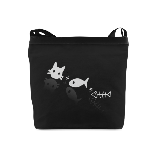 Funny Cover Facebook Cat And Fish Crossbody Bags (Model 1613)